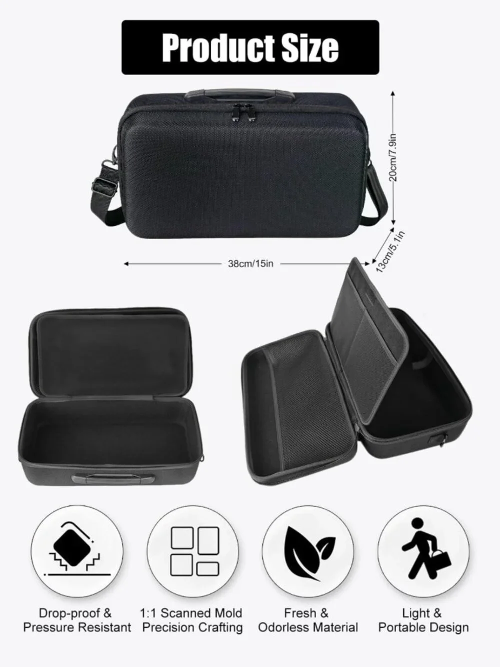 Portable Hard Travel Case for Mobile Printers & Cutting Machines, Black